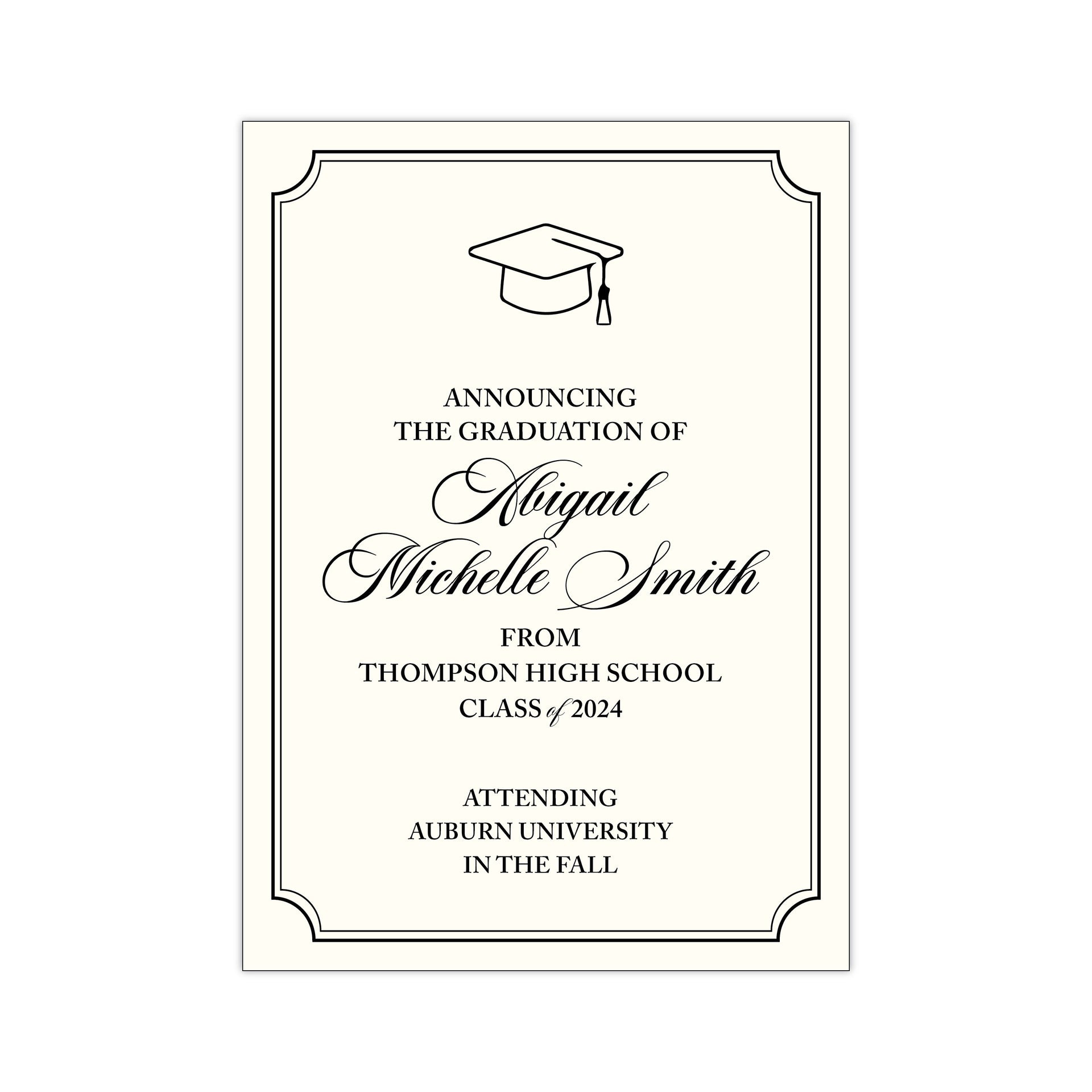 college grad announcement cards Classic Graduation Announcement – Elora Collective