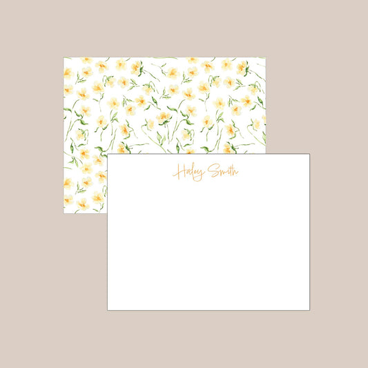 Yellow Floral Flat Stationery