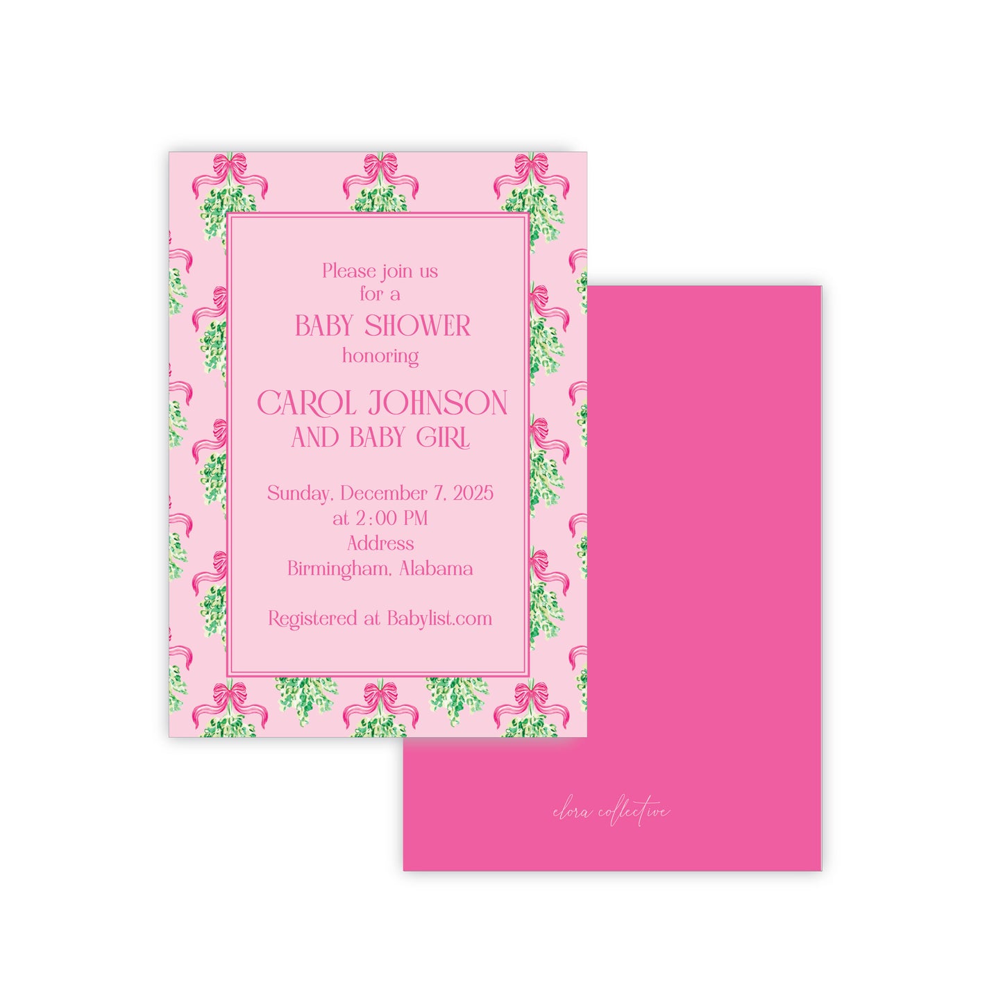 Holly Jolly Girly Baby Shower Invitation
