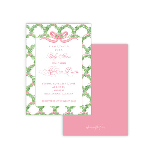 Pink Garland Baby Shower Invitation