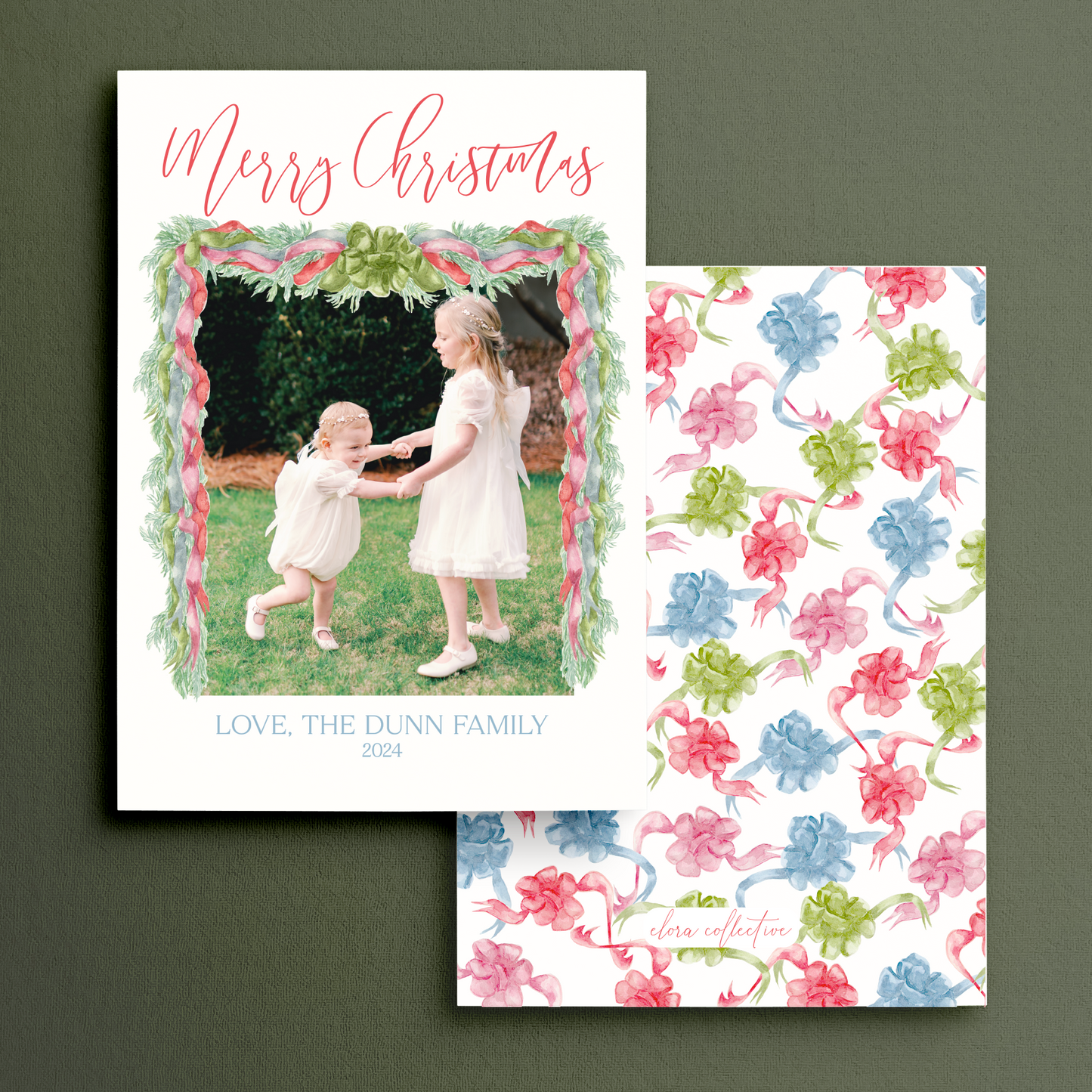 Ribbons and Swirls Christmas Card